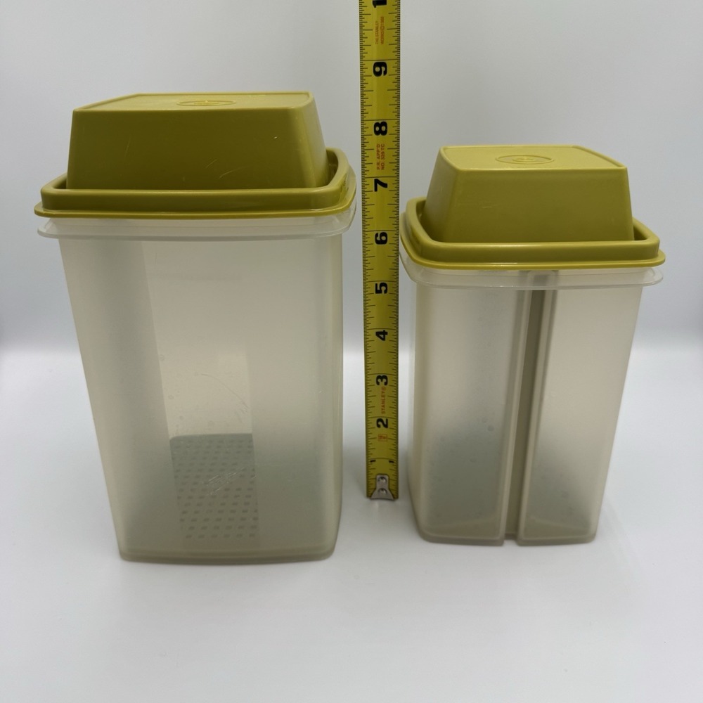 2 Vintage Tupperware Pickle Keepers Avocado Green 1330-6 & 1560-6 Pick-A-Deli - Picture 2 of 7